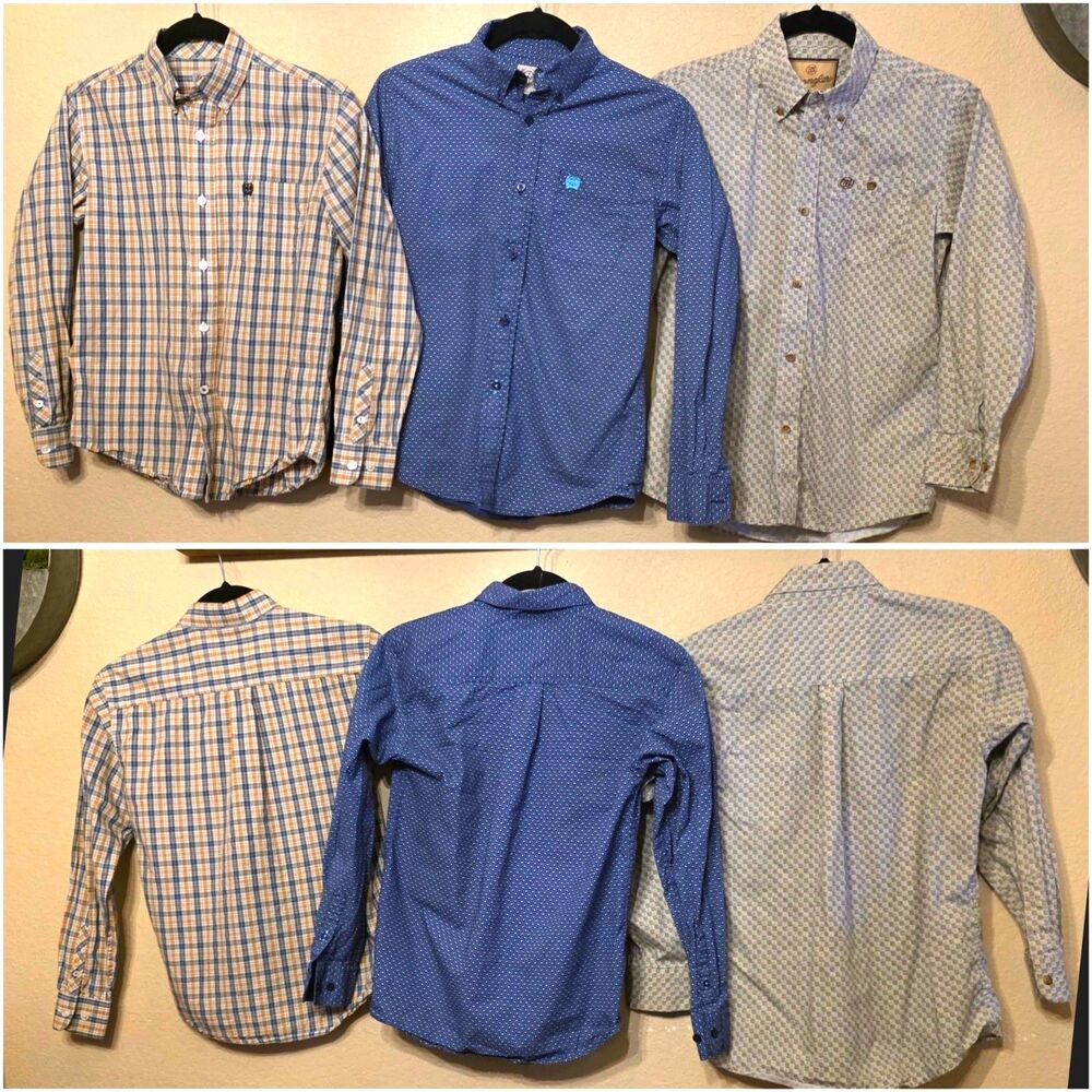 boys western shirts (3) size 10 Bundle - Cinch Wrangler
